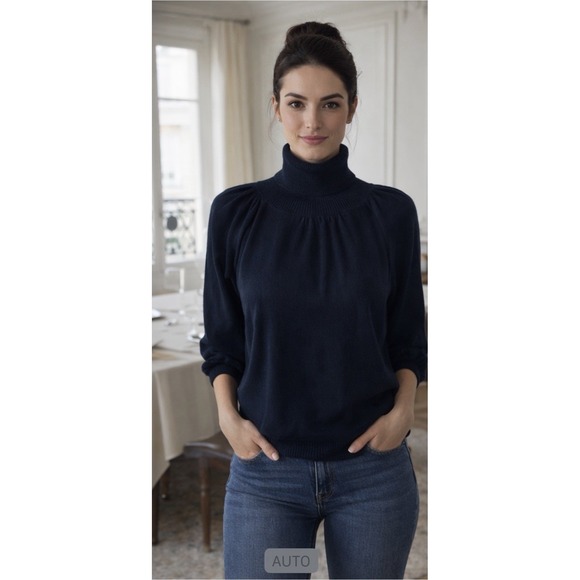 Max Studio Sweaters - Max Studio Specialty Women's Navy Blue Turtleneck 3/4 Sleeve Sweater Medium
